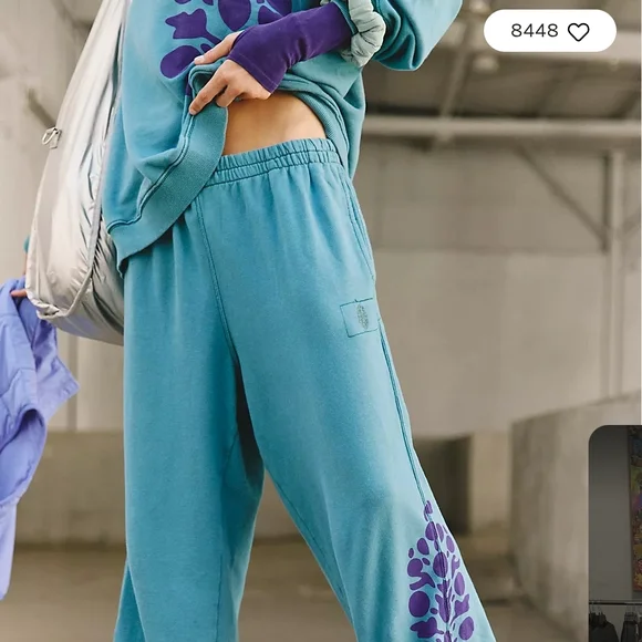 Free People Blue and Purple Track Pants Relaxed Fit - Picture 2 of 6